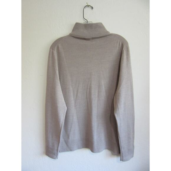 J CREW Mauve Men's L Pullover 1/4 Zip Mock Neck Long Sleeve Wool/Acrylic Sweater - Picture 2 of 4